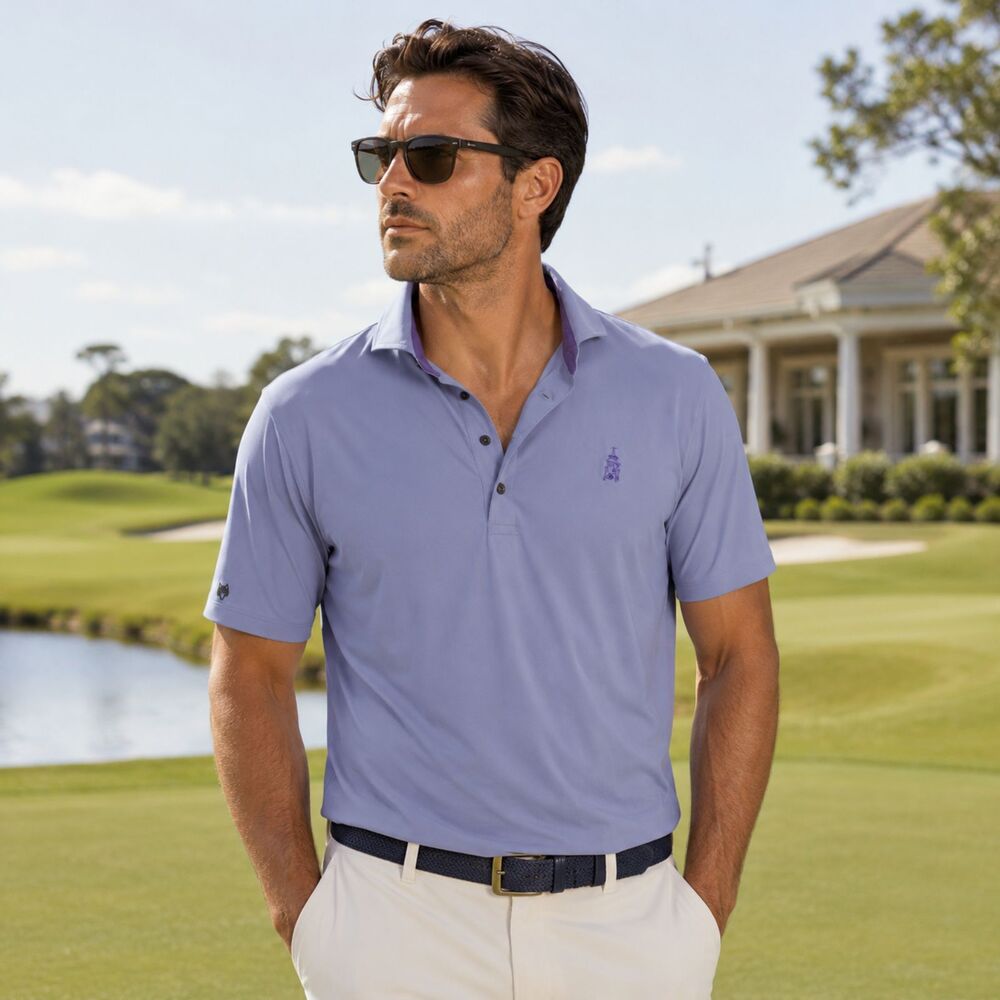 Greyson Polo Shirt Mens XL Blue/Purple Golf Performance Soft Button Up Soft